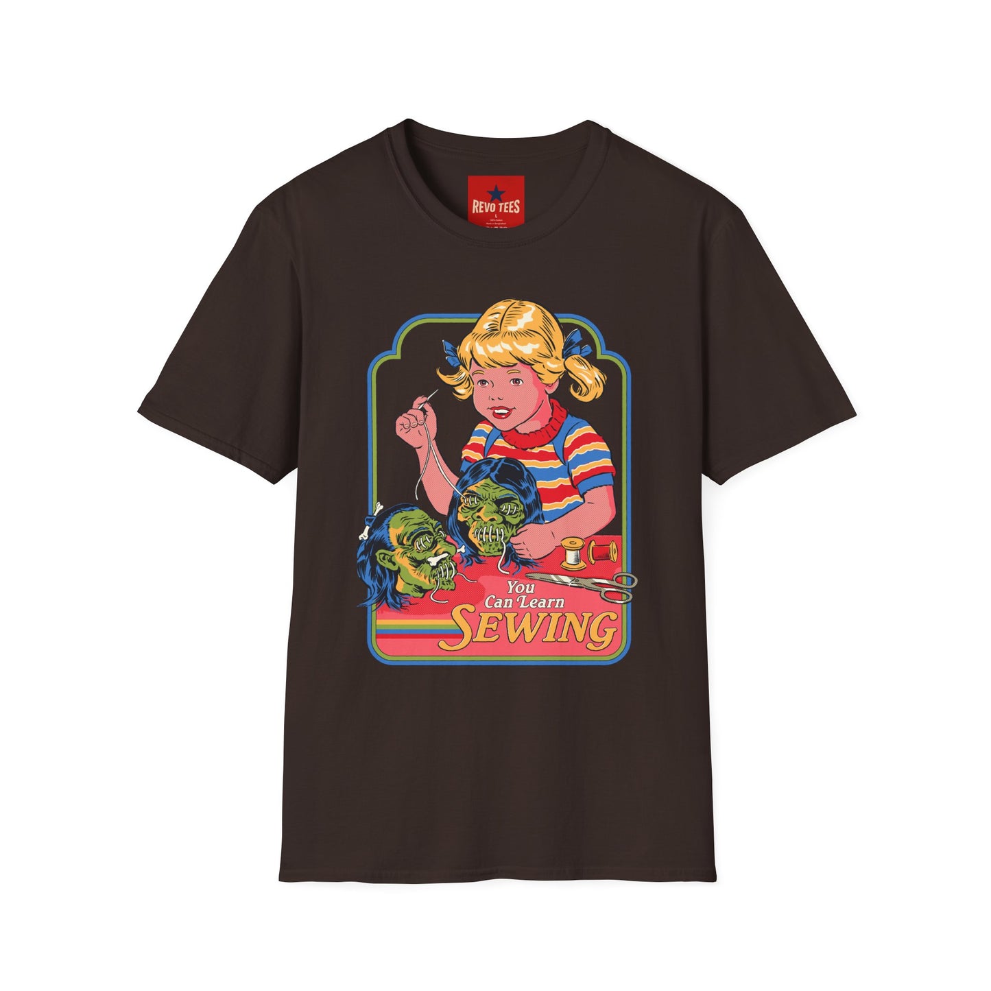 Retro Sewing Girl T‑Shirt — Vintage Crafting Graphic Tee