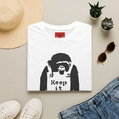 Banksy T‑Shirt — 'Keep It Real' Monkey Graphic Tee — Vintage Streetwear, Casual Gift