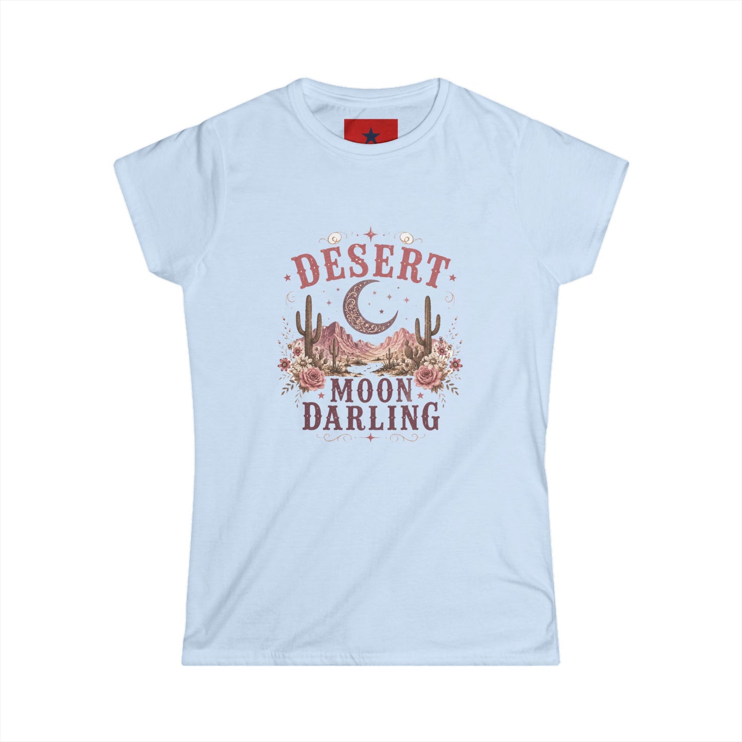 Desert Moon Darling Tee — Women's Boho Moon & Cactus Graphic T-Shirt
