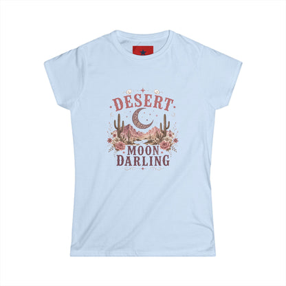 Desert Moon Darling Tee — Women's Boho Moon & Cactus Graphic T-Shirt