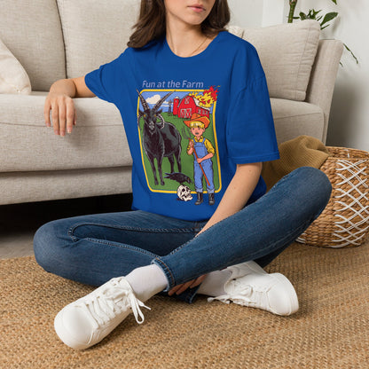 Fun at the Farm T-Shirt — Vintage Barn & Goat Graphic Tee