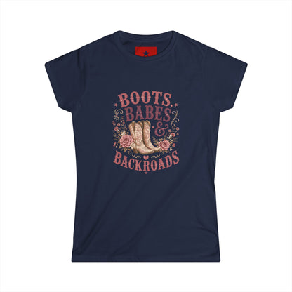 Boots, Babes & Backroads Women's Tee — Floral Cowboy Western Graphic Shirt