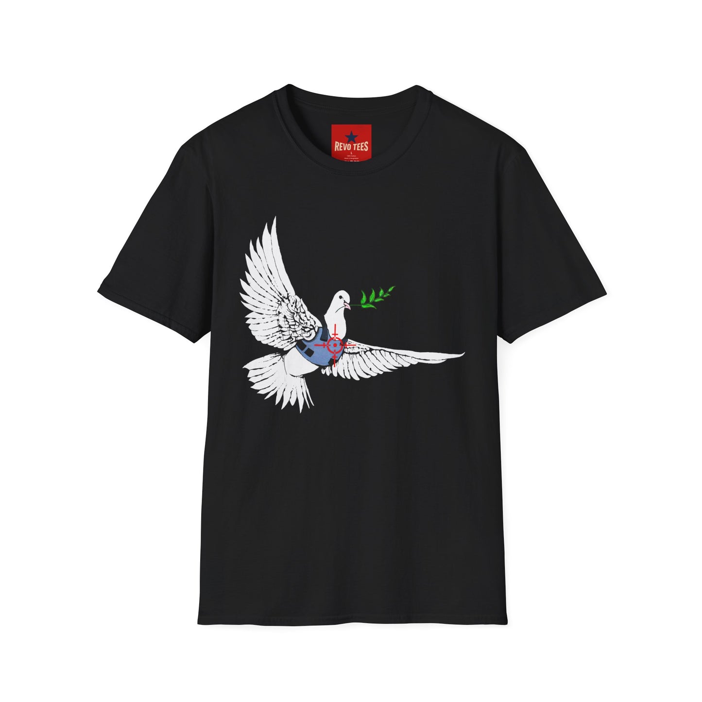 Banksy's Dove of Peace T‑Shirt — Flying Dove with Olive Branch & Earth Heart Graphic