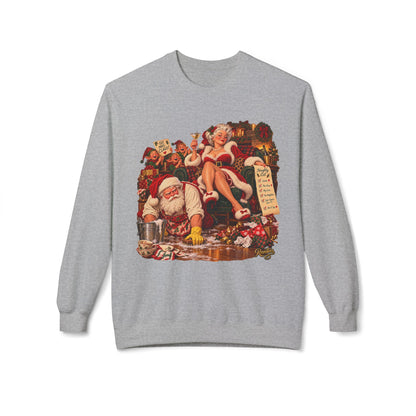 REVOTEES Vintage Santa Pin-Up Christmas Crewneck Sweatshirt