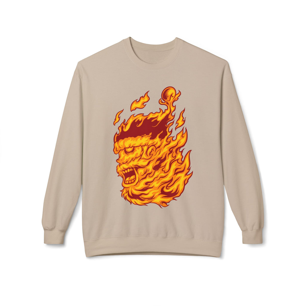 Flaming Santa Skull Redneck - I mean Crewneck Sweatshirt