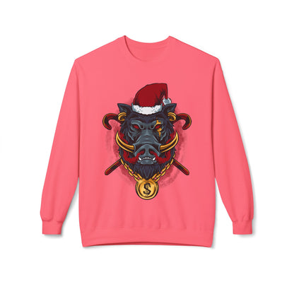 Boar Head Santa — Ugly Holiday Crewneck Sweater