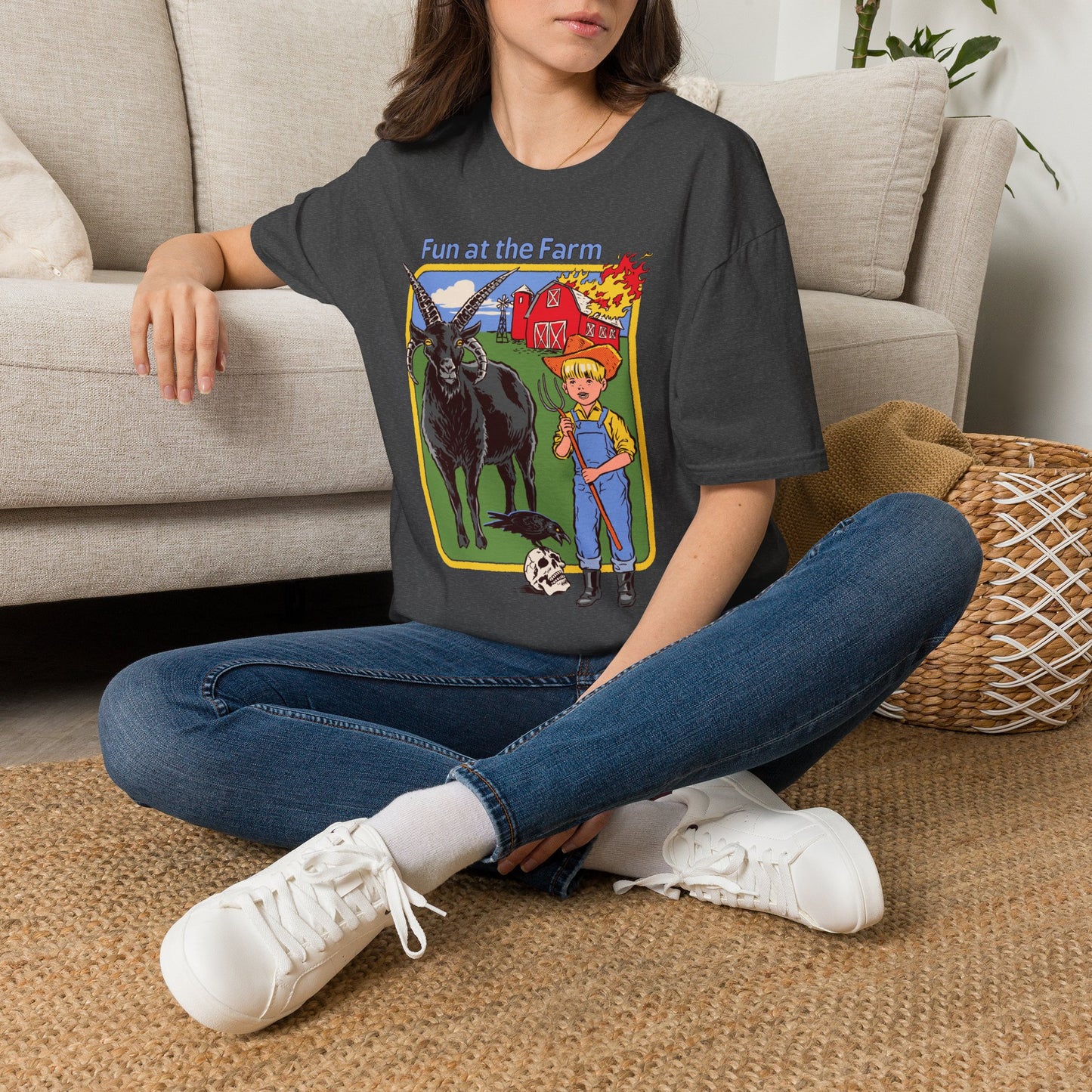 Fun at the Farm T-Shirt — Vintage Barn & Goat Graphic Tee