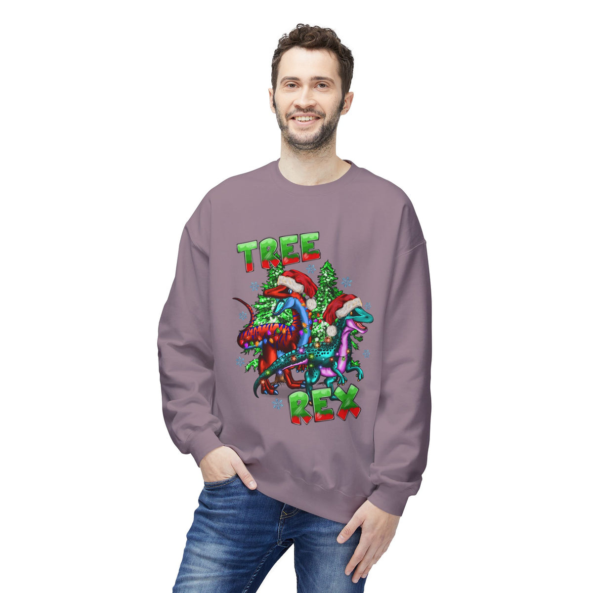 Tree Rex Christmas — Festive Dinosaur Holiday CrewneckSweatshirt