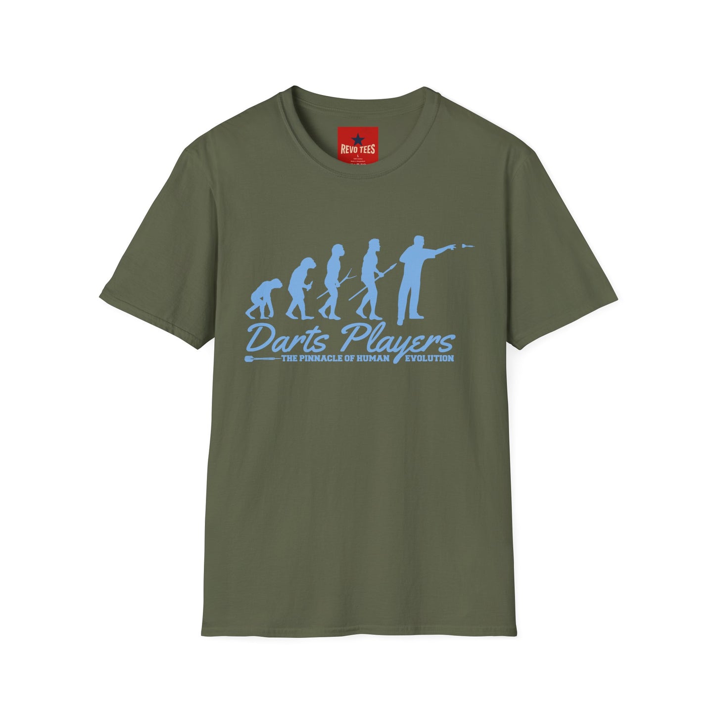 Darts Players Evolution T-Shirt — Funny Darting Evolution Graphic Tee for Players & Fans