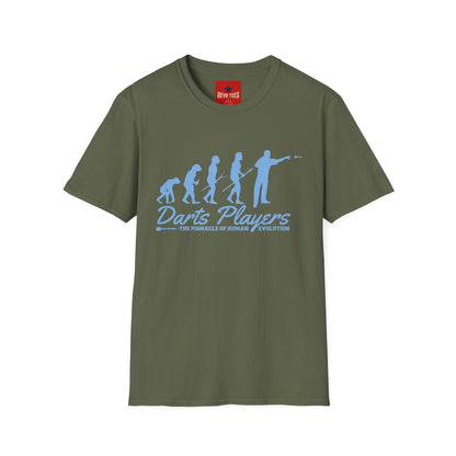 Darts Players Evolution T-Shirt — Funny Darting Evolution Graphic Tee for Players & Fans