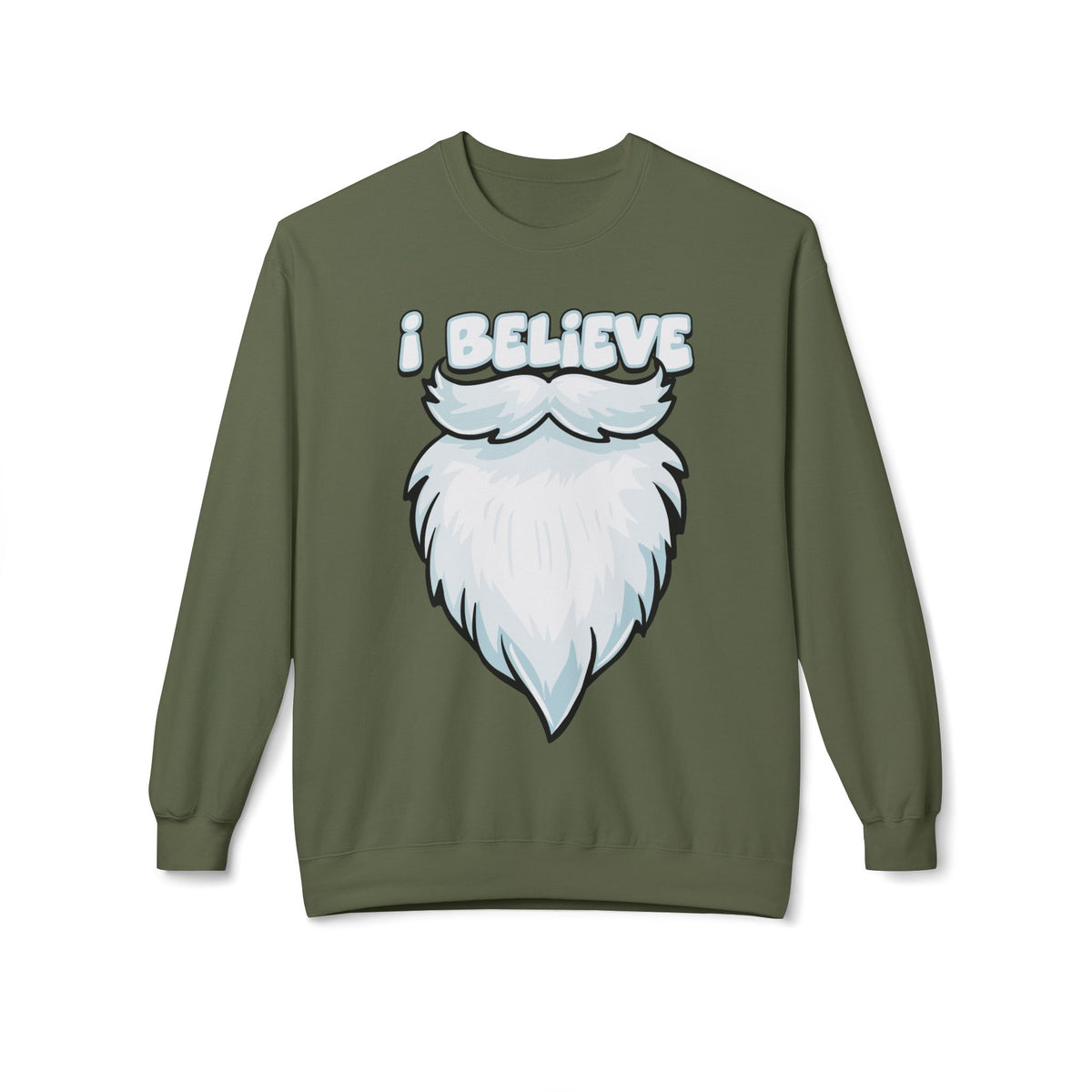 "I Believe" Santa Beard Holiday Crewneck Sweatshirt
