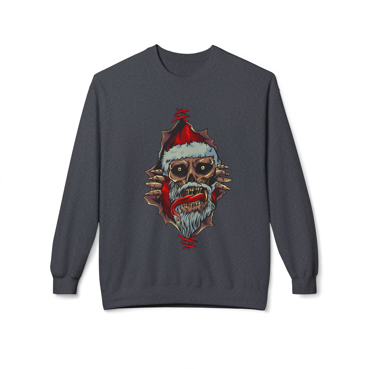 Skull Santa Crewneck Sweatshirt — Horror Christmas Graphic