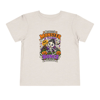 REVOTEES Toddler Tee — "Monster in Training" Cute Skeleton Halloween Shirt