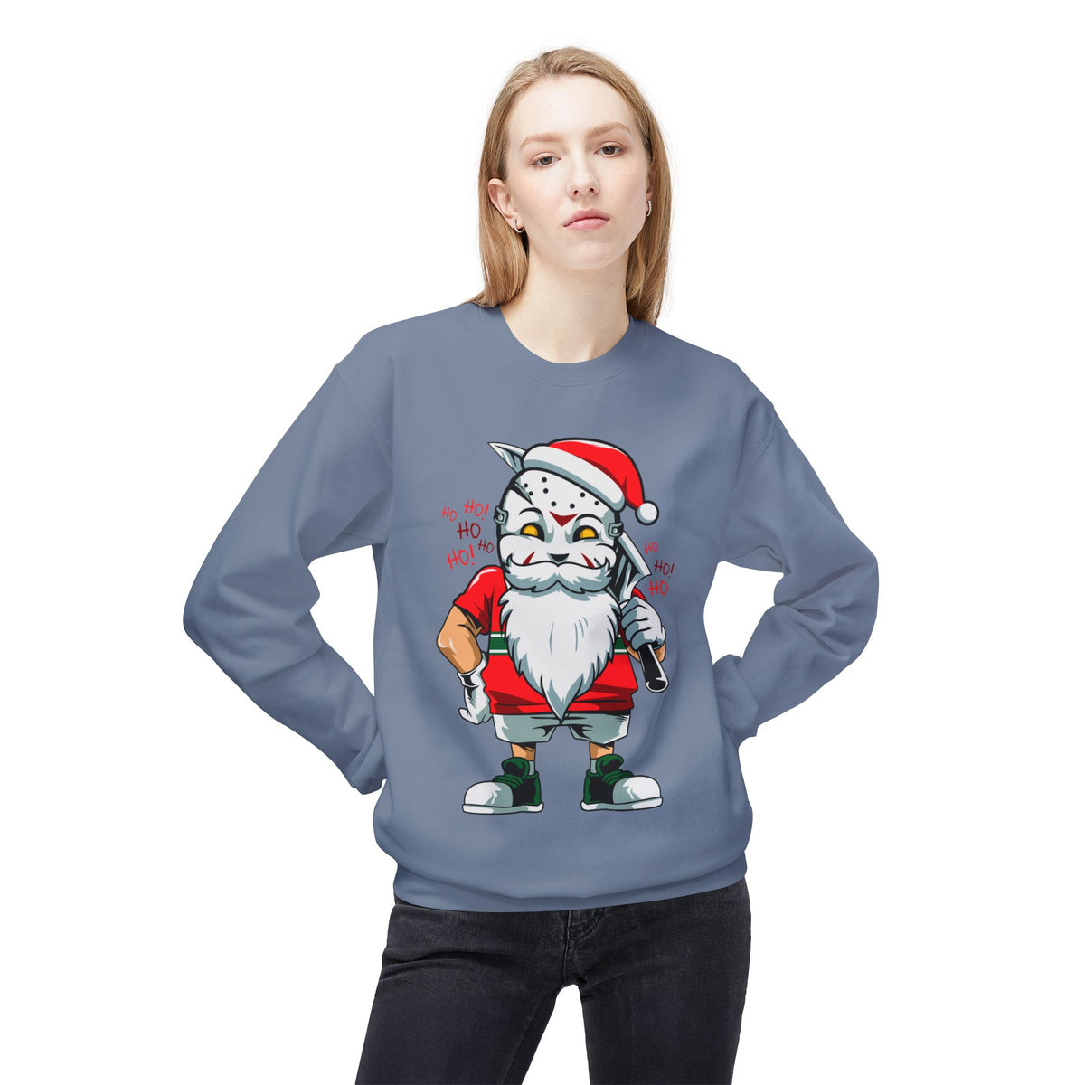 Santa Skull — Edgy Christmas Graphic Crewneck Sweatshirt