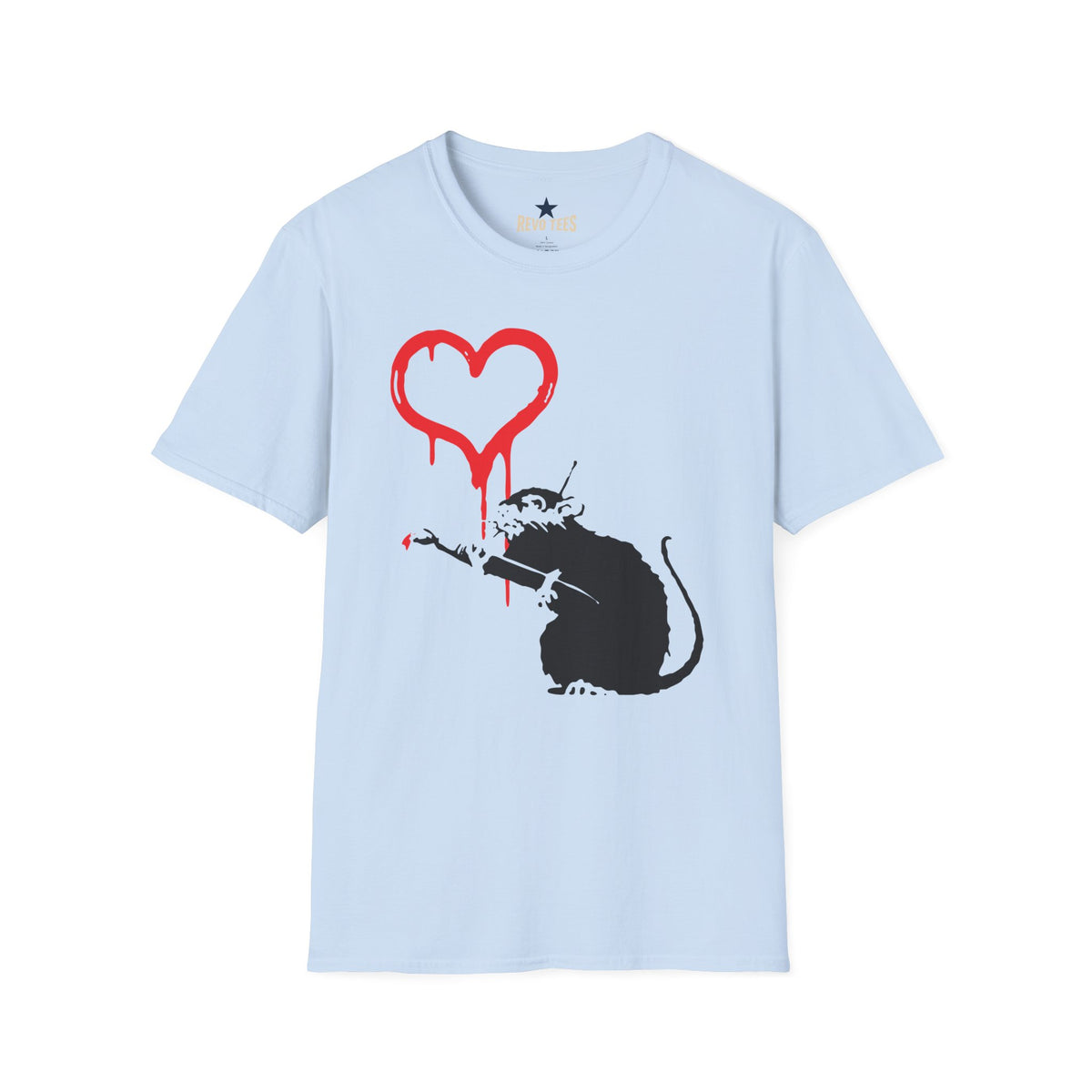 Revotees Banksy Inspired Rat Stencil Dripping Heart Street Art T-Shirt - alternate view 6