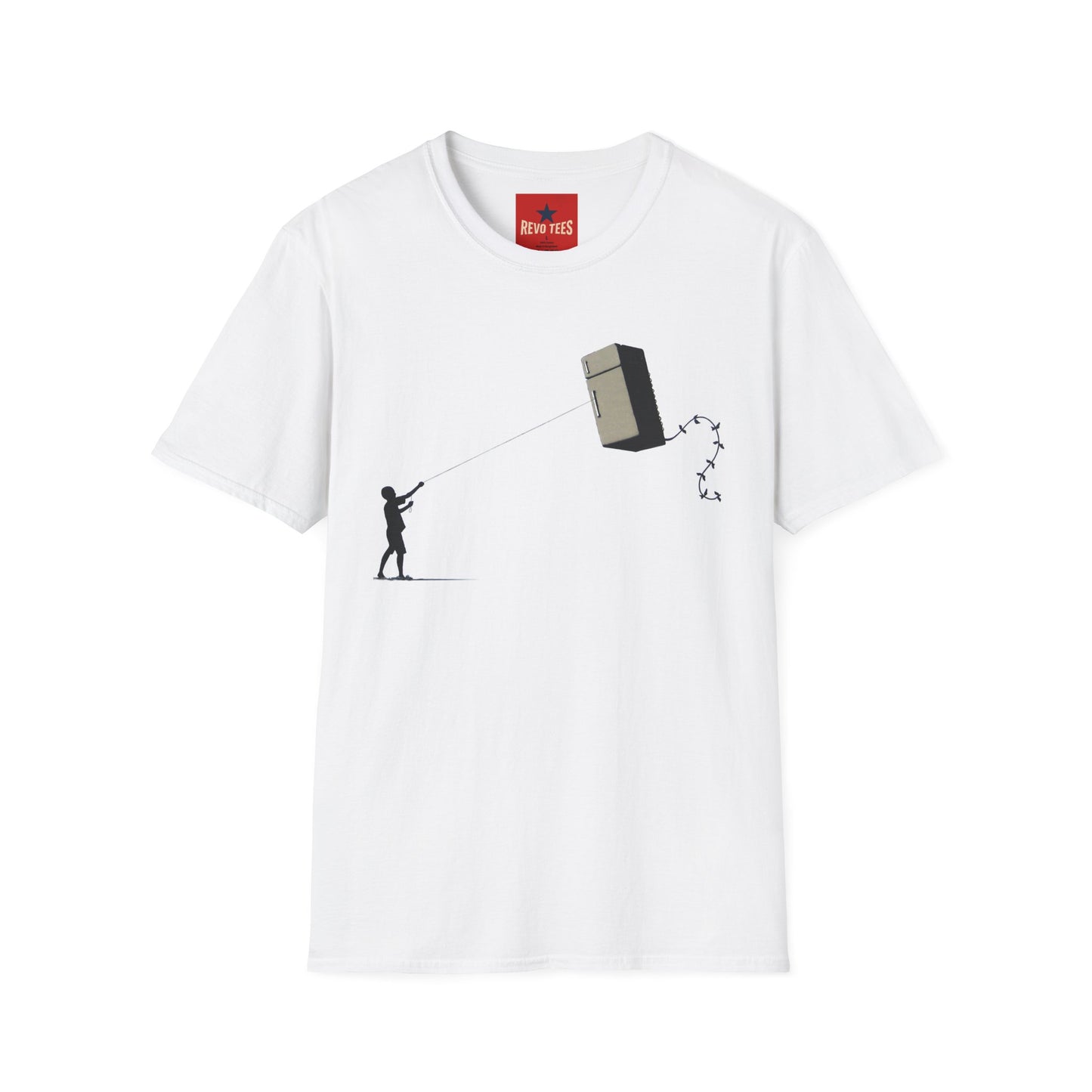 T-Shirt — Banksy-Style Kite Refrigerator Street Art Tee