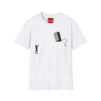 T-Shirt — Banksy-Style Kite Refrigerator Street Art Tee