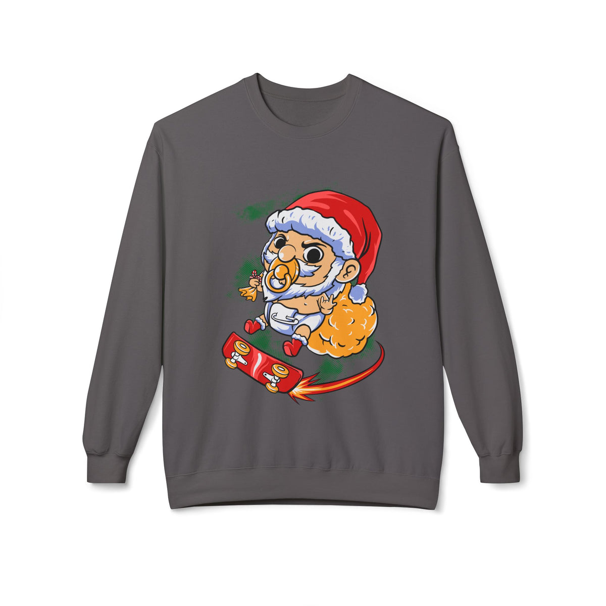Christmas Skateboard — Santa Skateboarding Holiday Sweater Crewneck Sweatshirt