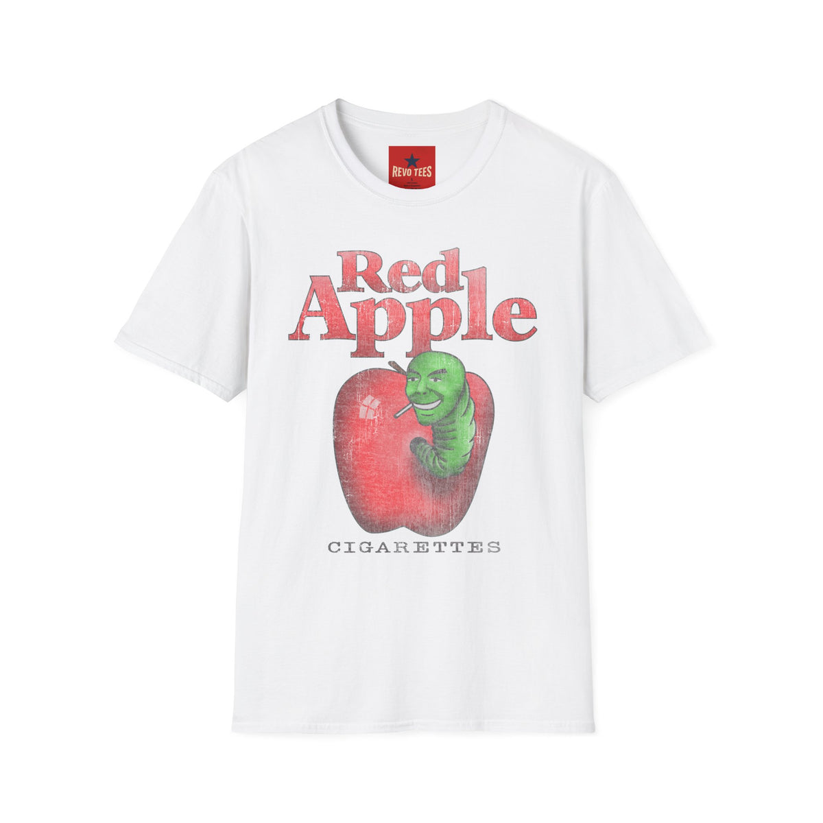 Revotees Red Apple Graphic Vintage Worm Illustration Red Apple T-Shirt - alternate view 2