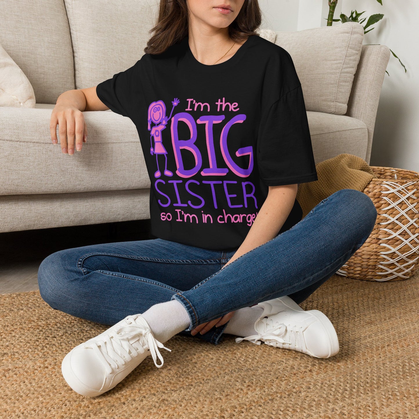 Big Sister T-Shirt — "I'm the Big Sister" Cute Pink & Purple Kids/Family Tee