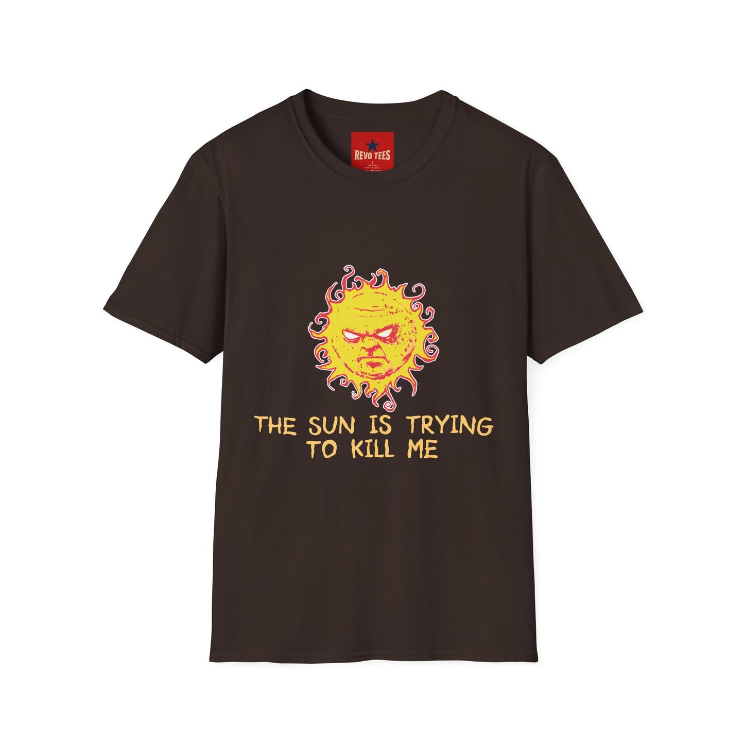 T‑Shirt — Angry Sun Graphic Tee "The Sun Is Trying To Kill Me"