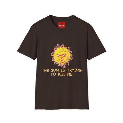 T‑Shirt — Angry Sun Graphic Tee "The Sun Is Trying To Kill Me"