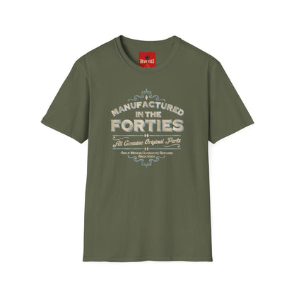 Manufactured in the Forties Vintage T-Shirt — 'Manufactured in the Forties' Retro Birthday Tee