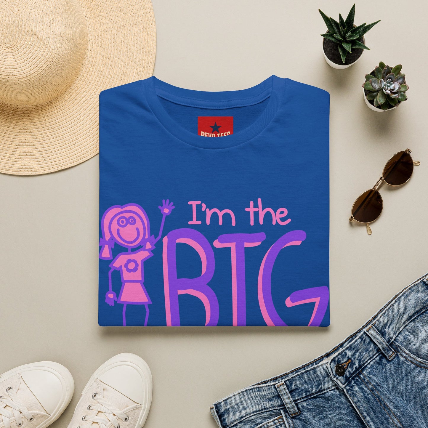 Big Sister T-Shirt — "I'm the Big Sister" Cute Pink & Purple Kids/Family Tee