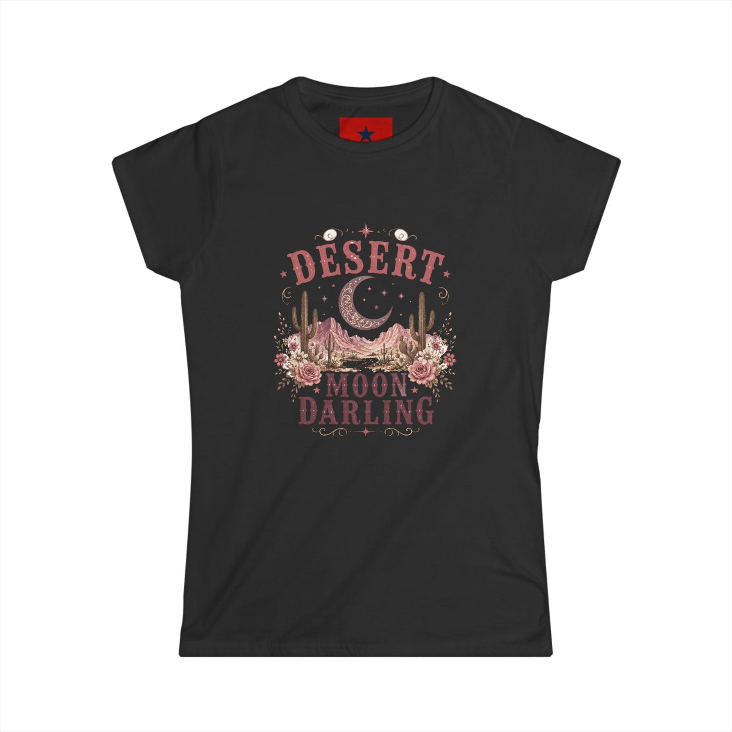 Desert Moon Darling Tee — Women's Boho Moon & Cactus Graphic T-Shirt