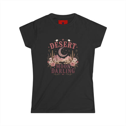 Desert Moon Darling Tee — Women's Boho Moon & Cactus Graphic T-Shirt