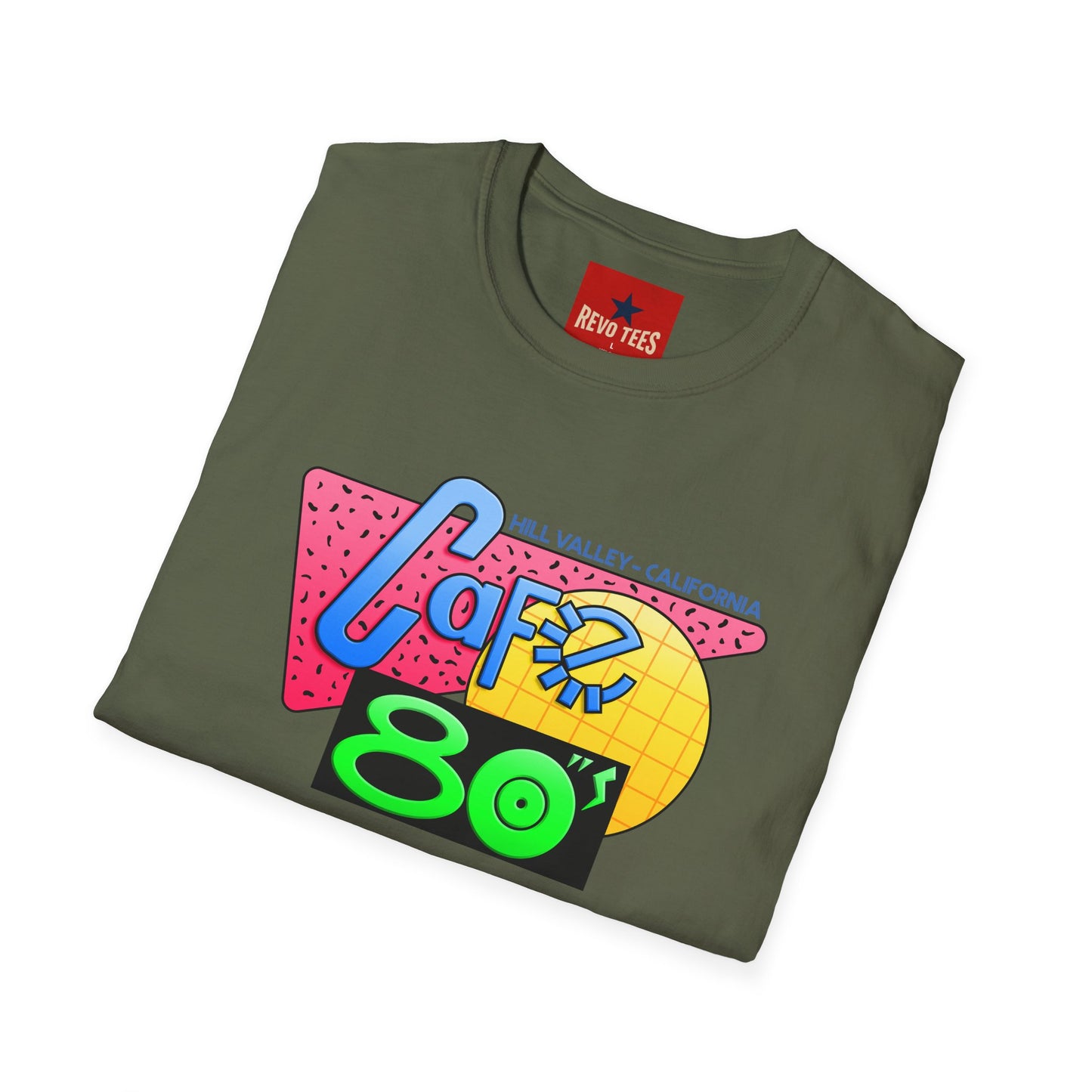 Retro 80s Cafe T-Shirt — Vintage Memphis-Style Neon Graphic Tee
