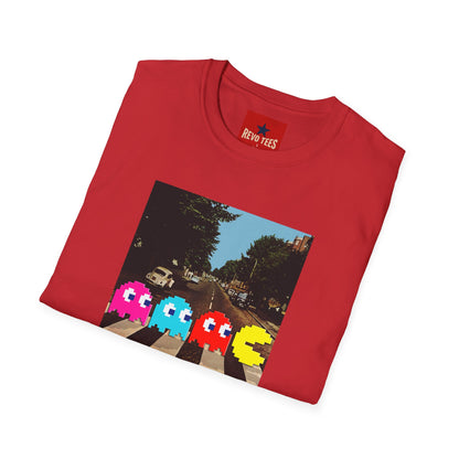 Pac‑City Arcade T‑Shirt — Retro Pixel Ghosts Crossing Graphic Tee