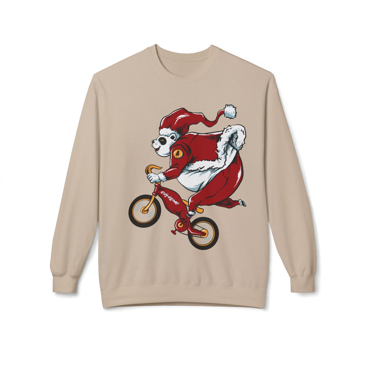 Santa Bear BMX Sweatshirt — Funny Christmas Cycling Holiday Crewneck
