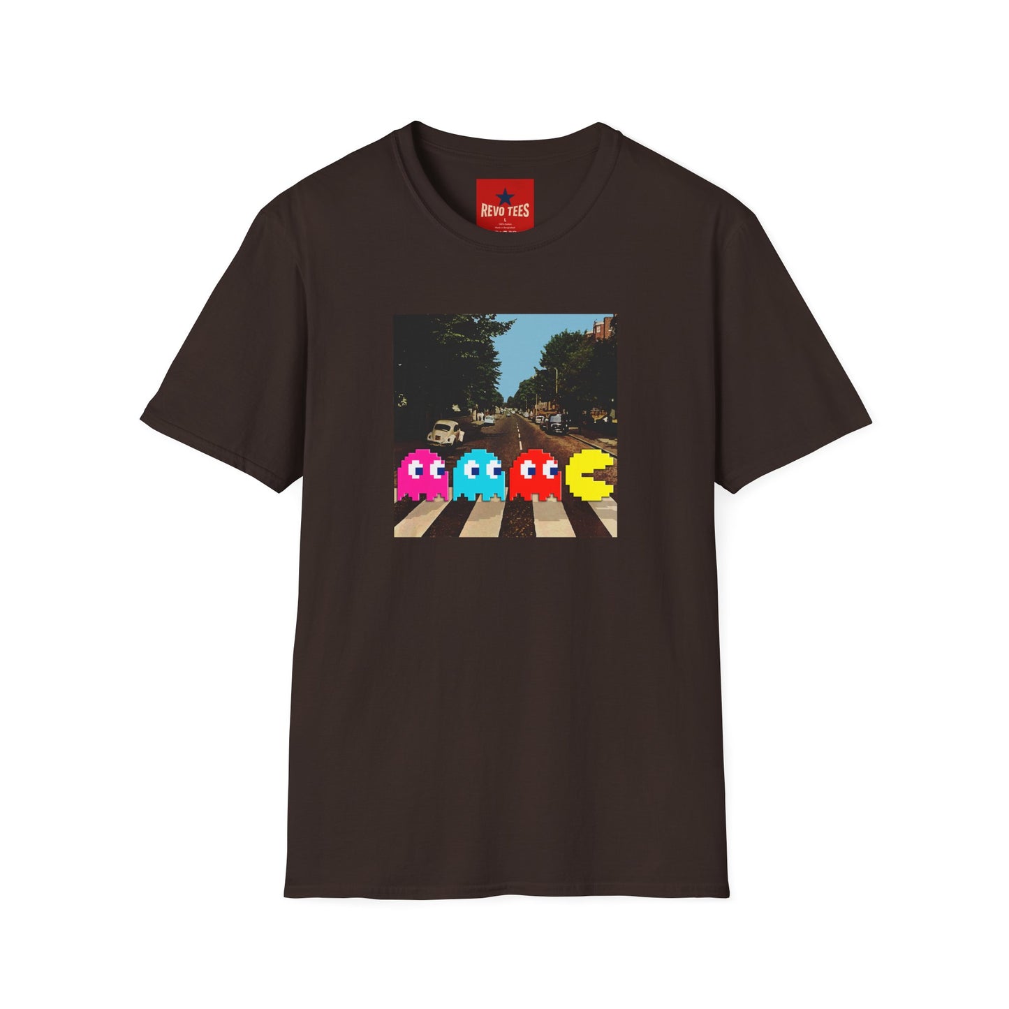 Pac‑City Arcade T‑Shirt — Retro Pixel Ghosts Crossing Graphic Tee