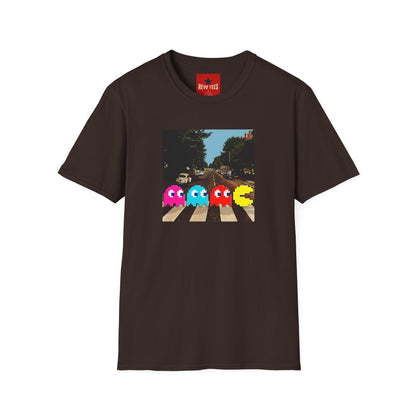 Pac‑City Arcade T‑Shirt — Retro Pixel Ghosts Crossing Graphic Tee