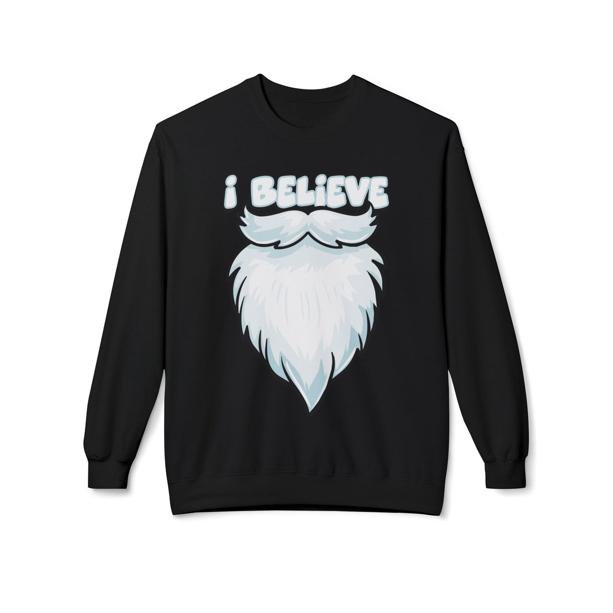 "I Believe" Santa Beard Holiday Crewneck Sweatshirt