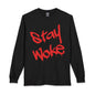 Stay Woke Long Sleeve Tee – Red Blood Graffiti Script Shirt