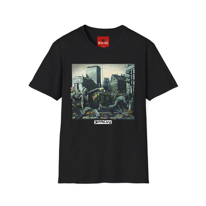 Banksy City Riot Graphic T-Shirt — Urban Protest Art Tee