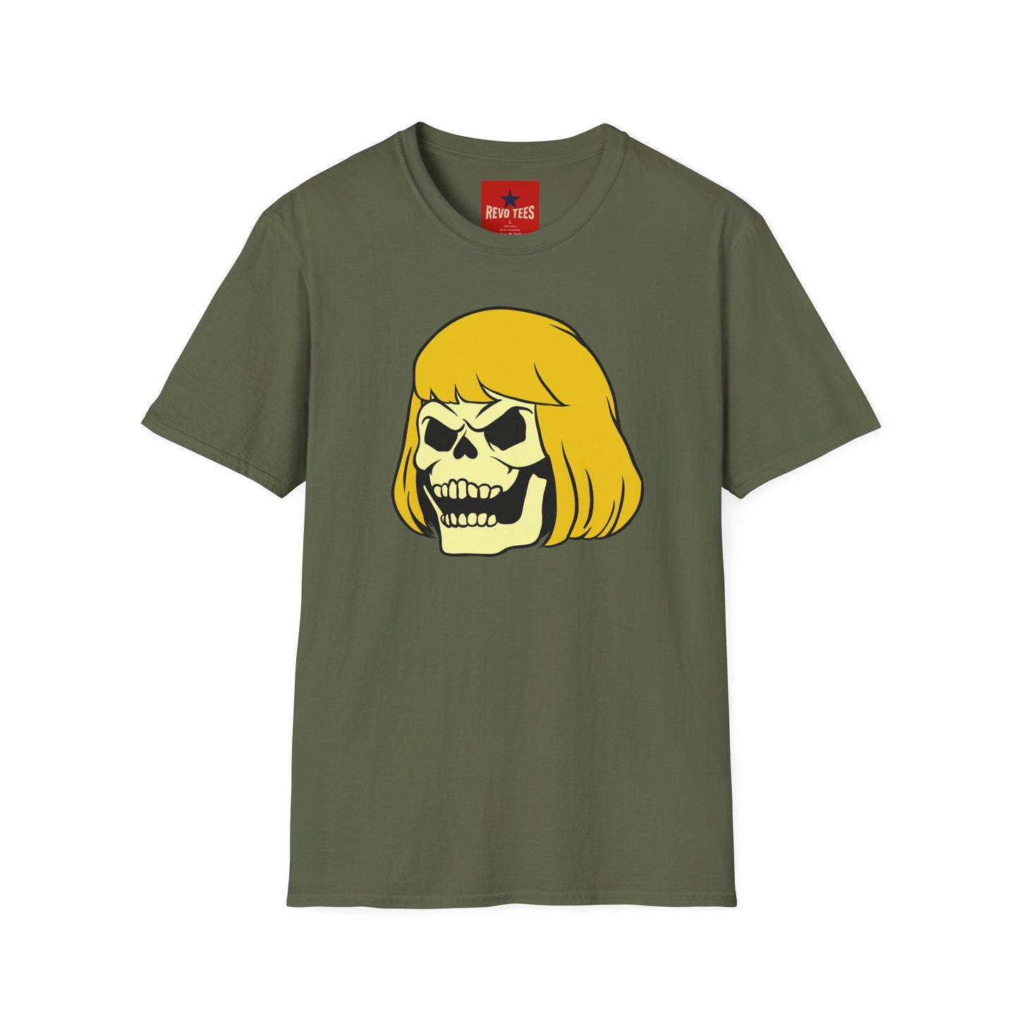 Skull with Blonde Bob T-Shirt — Retro Horror Cartoon Tee