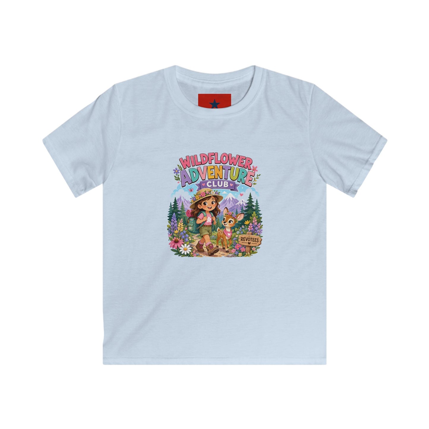Kids Tee — "Wildflower Adventure Club" Cute Forest Animals Graphic