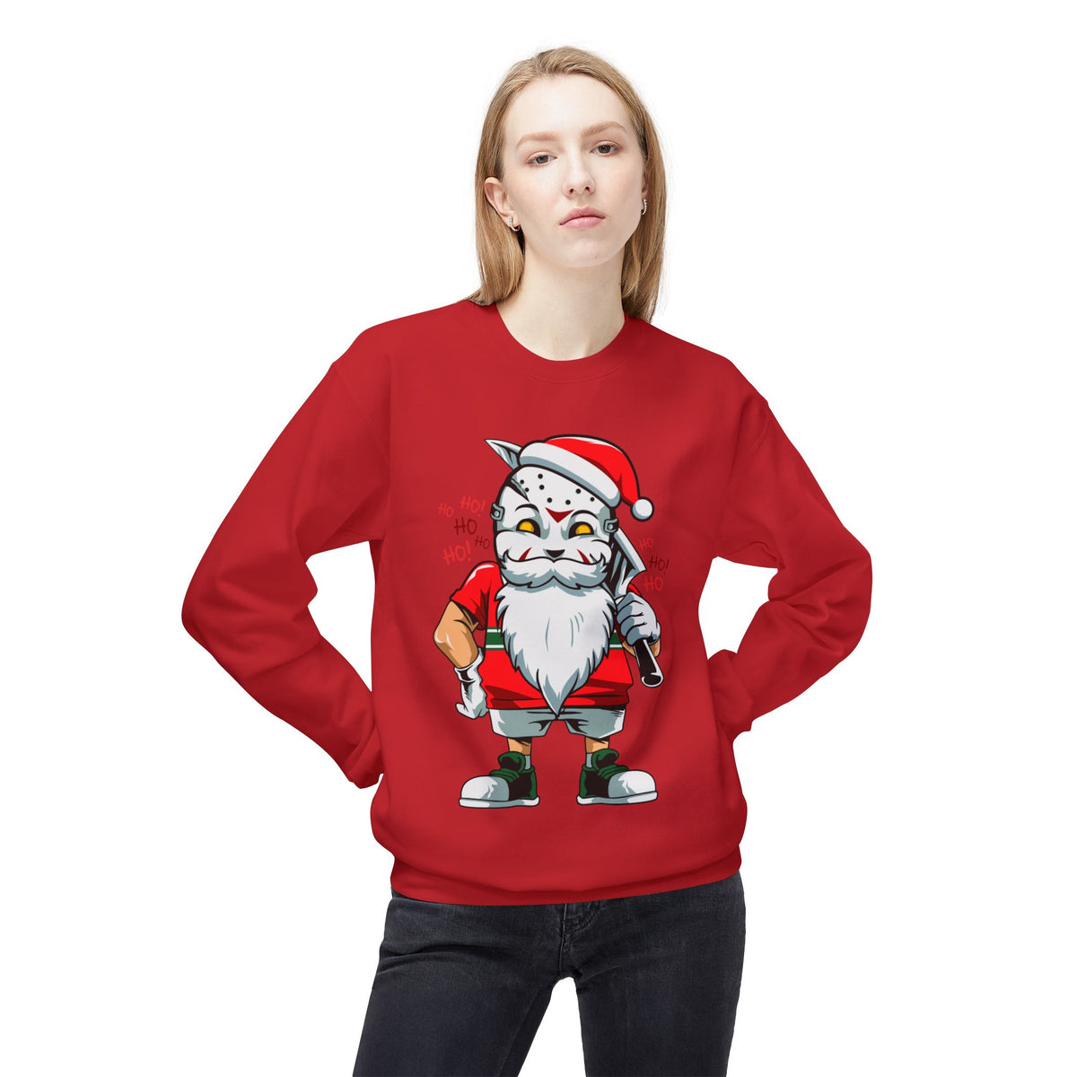 Santa Skull — Edgy Christmas Graphic Crewneck Sweatshirt