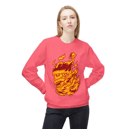 Flaming Santa Skull Redneck - I mean Crewneck Sweatshirt