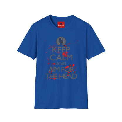 T-Shirt — “Keep Calm and Aim for the Head” Horror Zombie Graphic Tee