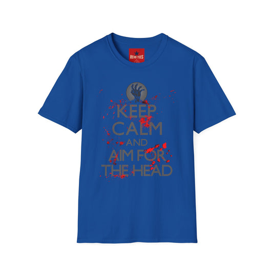T-Shirt — “Keep Calm and Aim for the Head” Horror Zombie Graphic Tee
