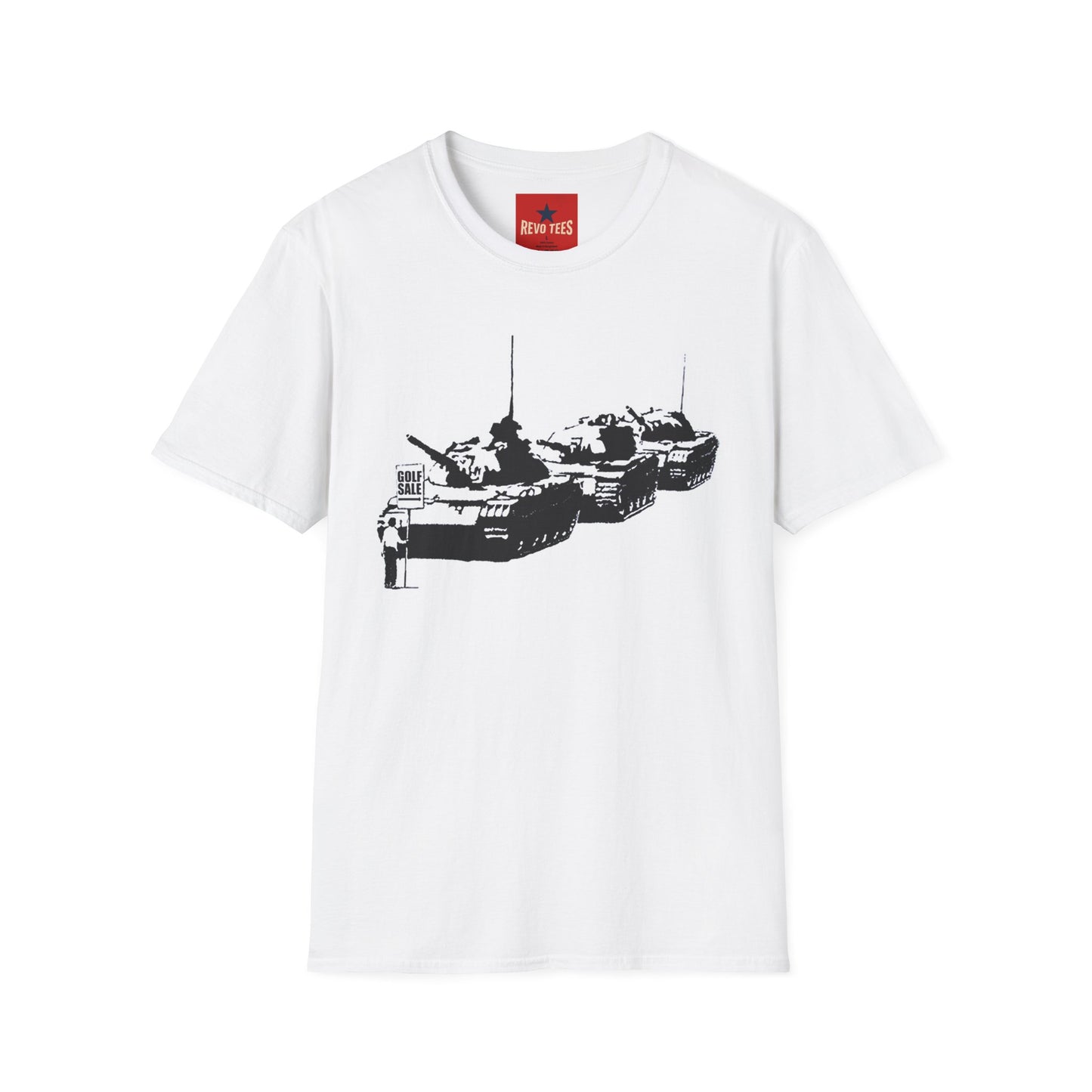 Banksy Tank Lineup Graphic T-Shirt — Stencil Military Tanks Design