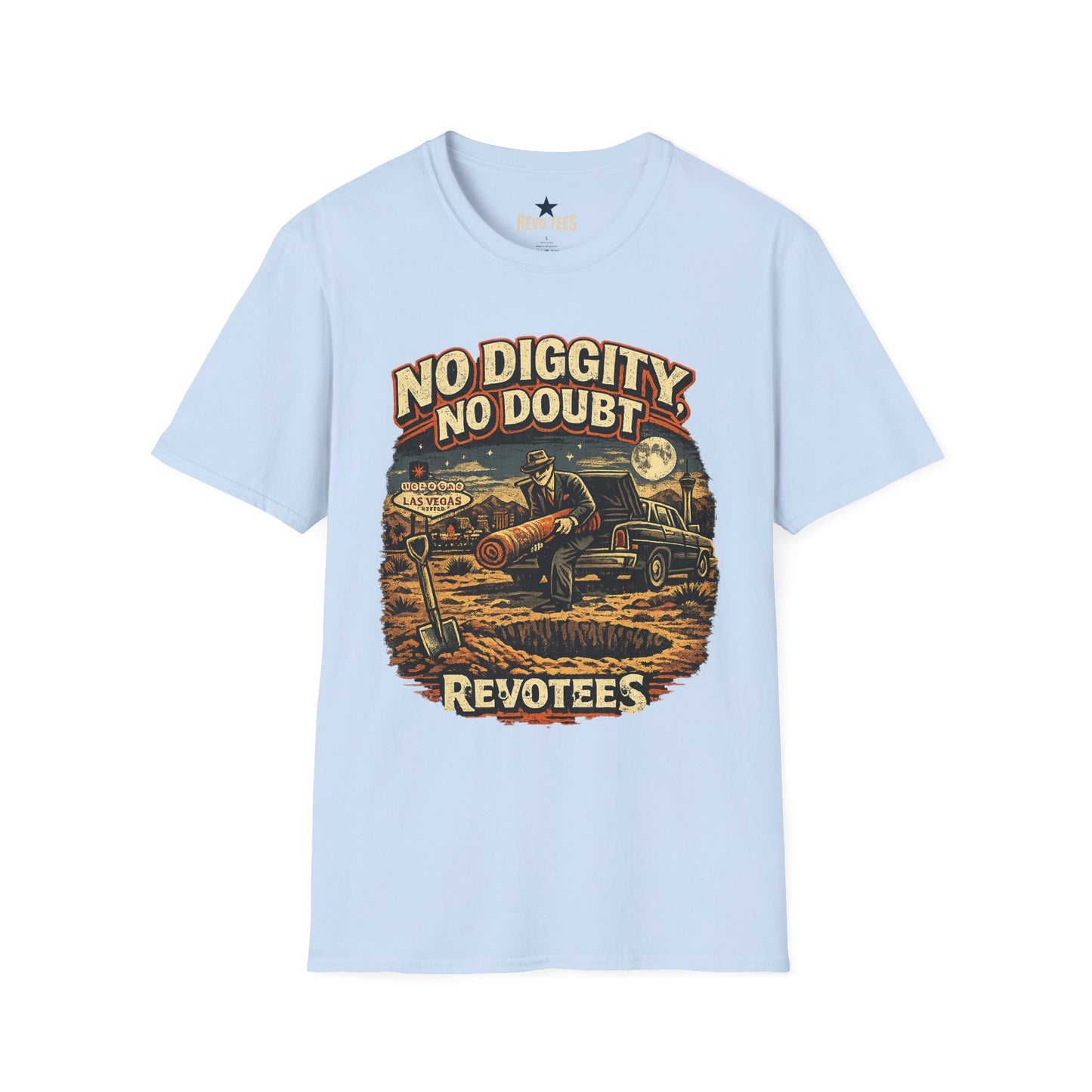 REVOTEES No Diggity No Doubt Retro Graphic Tee — Vintage Vegas Nightshirt Design