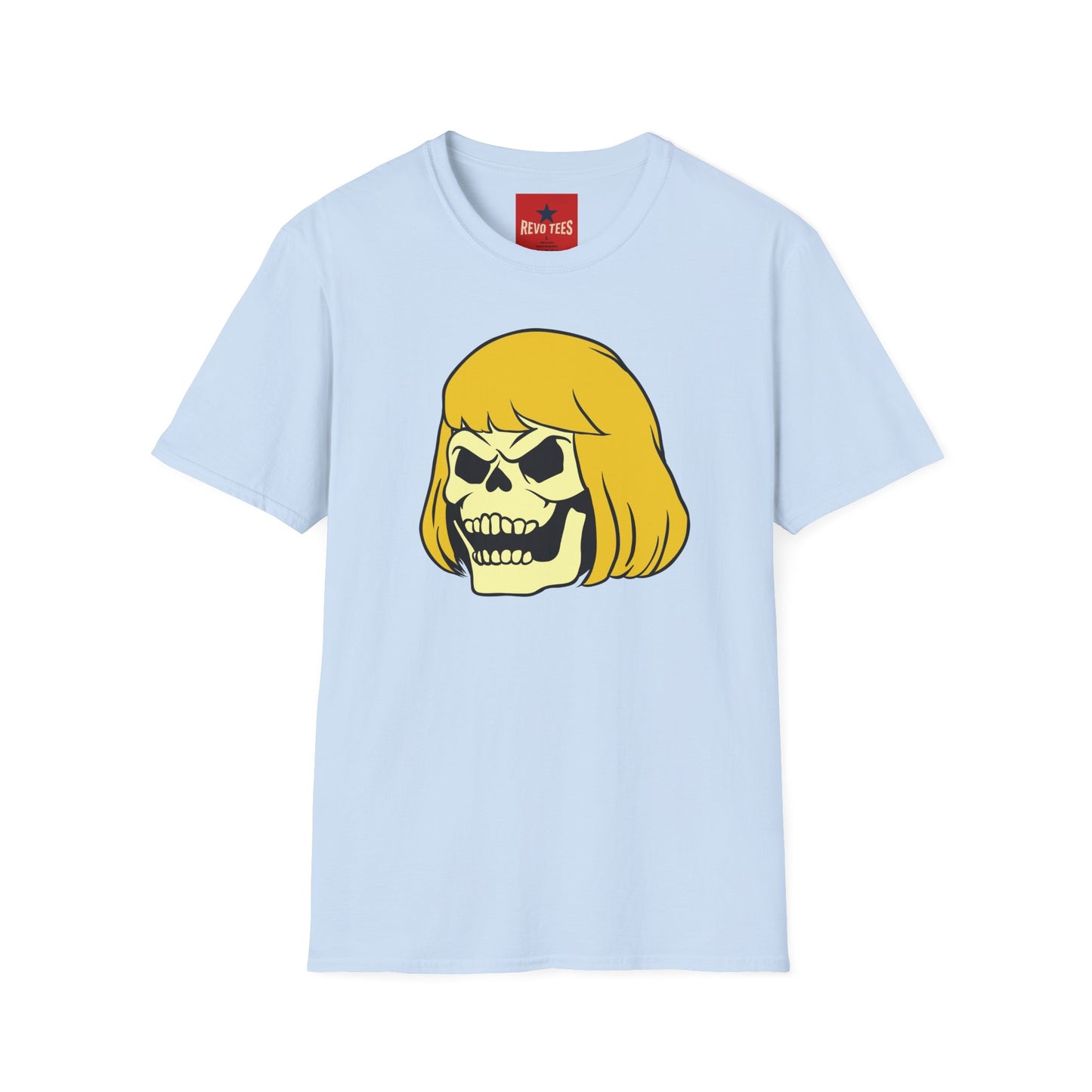 Skull with Blonde Bob T-Shirt — Retro Horror Cartoon Tee