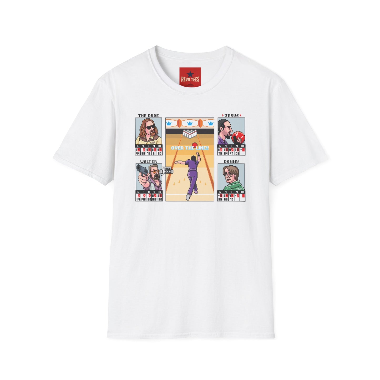 The Big Lebowski Bowling Grid T-Shirt – "Over the Line" Retro Gamer Design