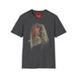 Horror Split-Face Skull T-Shirt — Creepy Half-Mask Skeleton Graphic Tee