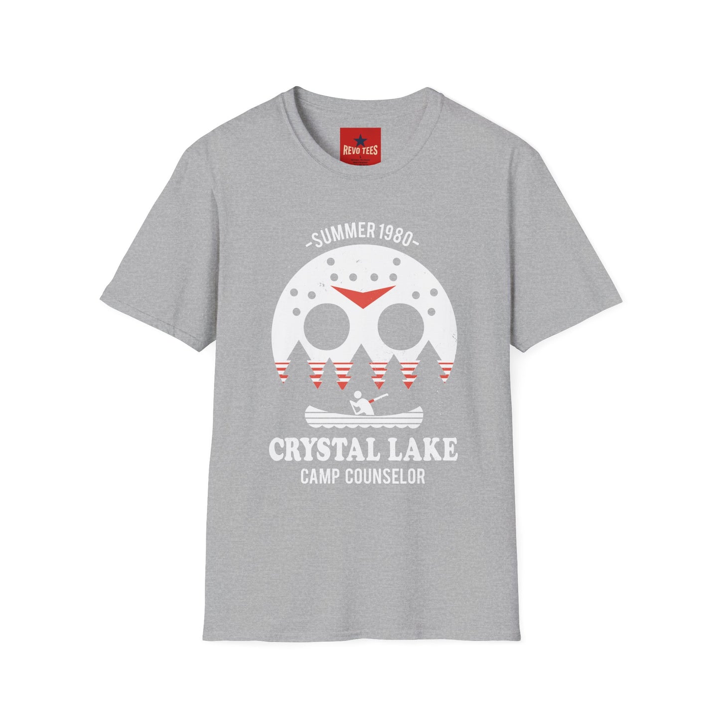 Crystal Lake Camp Counselor T-Shirt — Summer 1980 Horror Mask Design
